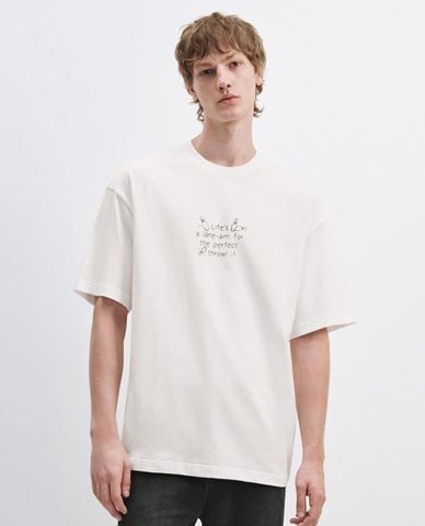  URBAN REVIVO - Áo thun nam cổ tròn tay ngắn 