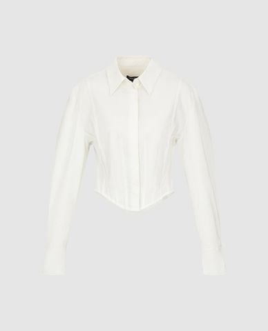  URBAN REVIVO - Áo sơ mi nữ tay dài dáng corset 
