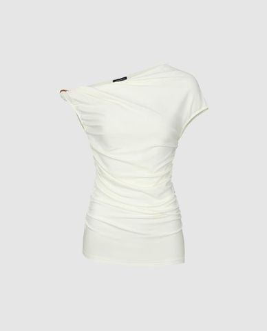  URBAN REVIVO - Áo kiểu nữ lệch vai dáng ôm 