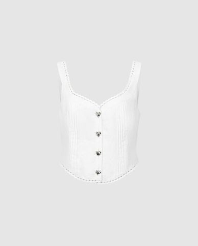  URBAN REVIVO - Áo hai dây nữ phối ren kẻ sọc 