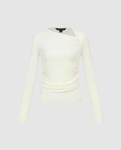  URBAN REVIVO - Áo kiểu nữ lệch vai tay dài phom ôm 