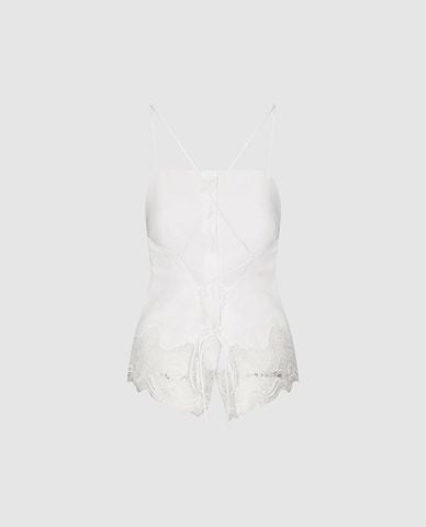  URBAN REVIVO - Áo hai dây nữ viền ren phom ôm 