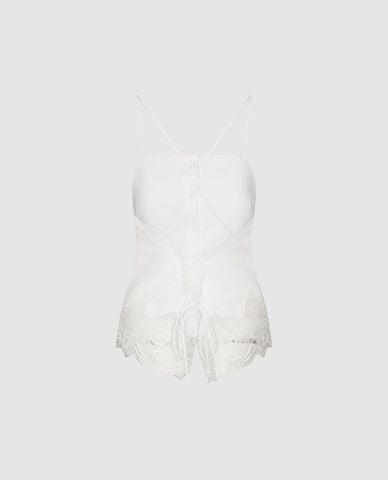 URBAN REVIVO - Áo hai dây nữ viền ren phom ôm 