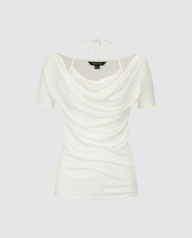  URBAN REVIVO - Áo kiểu nữ cổ đổ phối layer 