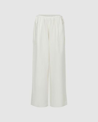  URBAN REVIVO - Quần nữ ống rộng lưng thun thắt nơ 