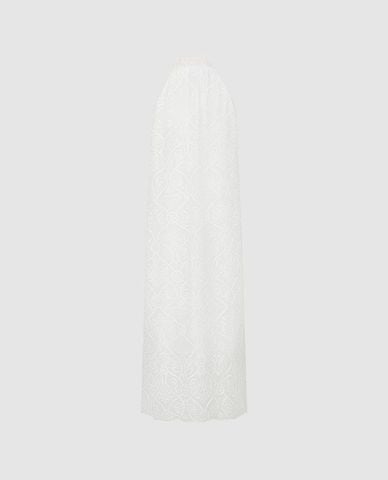  URBAN REVIVO - Đầm sát nách maxi phối tua rua thêu ren 