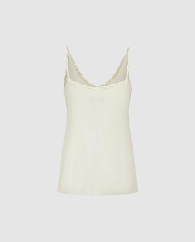  URBAN REVIVO - Áo hai dây nữ dệt kim phối ren 