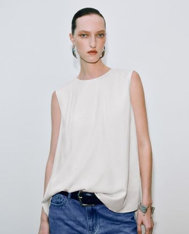  URBAN REVIVO - Áo sát nách nữ cổ tròn phom suông 