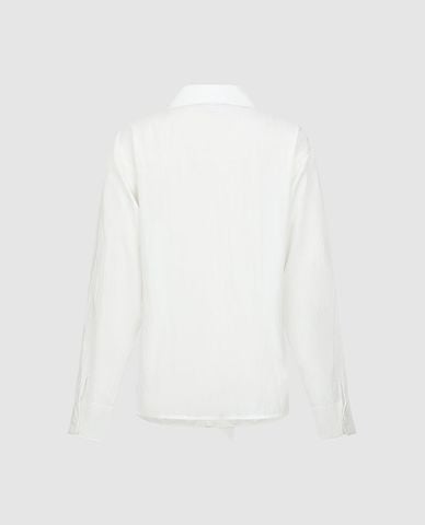  URBAN REVIVO - Áo sơ mi nữ cổ bẻ tay dài buộc eo 