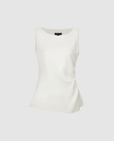  URBAN REVIVO - Áo sát nách nữ cổ thuyền xếp nếp 