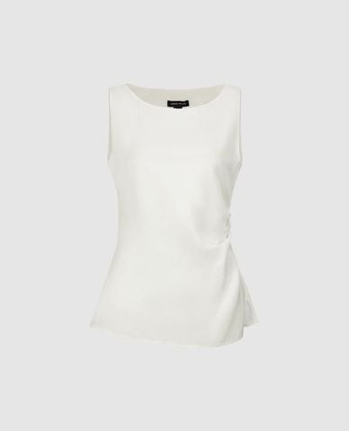  URBAN REVIVO - Áo sát nách nữ cổ thuyền xếp nếp 