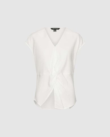  URBAN REVIVO - Áo kiểu nữ cổ V xoắn eo thanh lịch 
