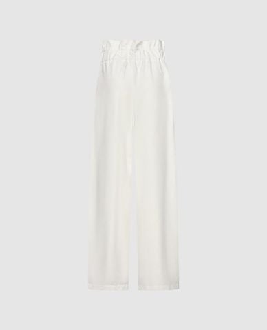  URBAN REVIVO - Quần nữ ống rộng lưng bèo phối dây rút 