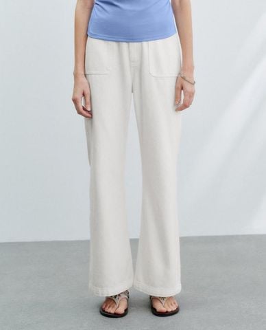  URBAN REVIVO - Quần jeans nữ ống rộng thời trang 