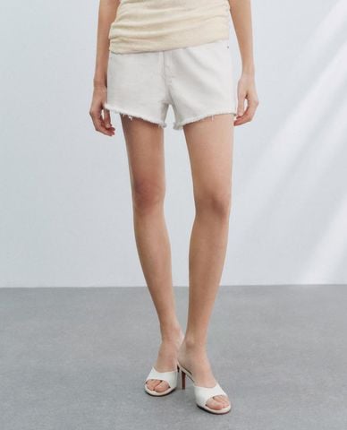  URBAN REVIVO - Quần short jeans nữ lưng cao hiện đại 