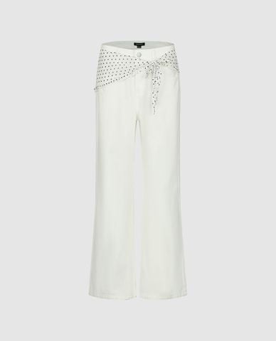  URBAN REVIVO - Quần jeans nữ ống rộng kèm khăn 