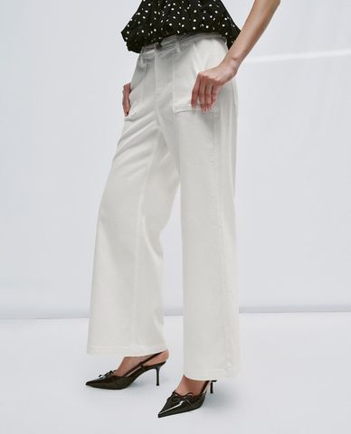  URBAN REVIVO - Quần jeans nữ ống rộng thanh lịch 