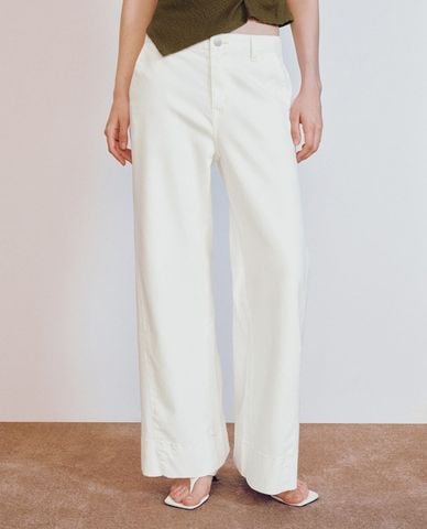  URBAN REVIVO - Quần jeans nữ ống rộng thanh lịch 