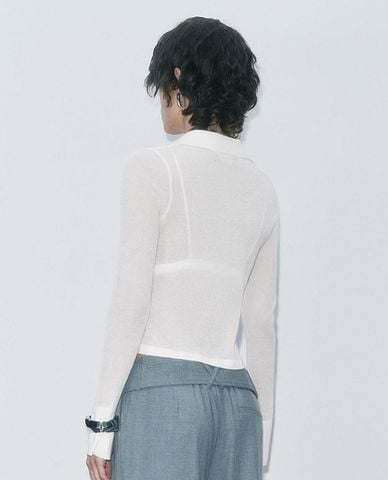  URBAN REVIVO - Áo dệt kim nữ tay dài phom croptop 