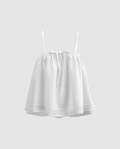  URBAN REVIVO - Áo hai dây nữ dáng xòe phối nơ 