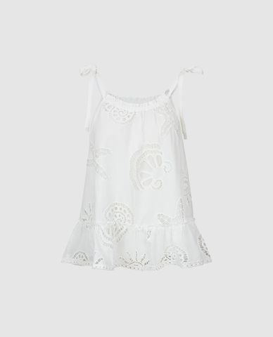  URBAN REVIVO - Áo hai dây nữ dáng suông phối ren 