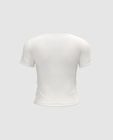  URBAN REVIVO - Áo kiểu nữ cổ V phom ôm Ruched Skinny 