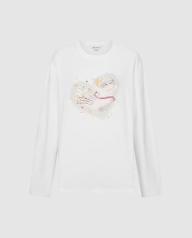  URBAN REVIVO - Áo thun nữ cổ tròn tay dài in họa tiết 