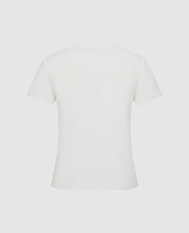  URBAN REVIVO - Áo thun nữ cổ tròn tay ngắn in họa tiết 