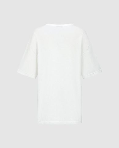  URBAN REVIVO - Áo thun nữ cổ tròn tay ngắn in họa tiết 