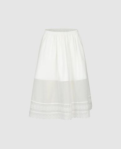  URBAN REVIVO - Chân váy chữ A midi phối viền ren 