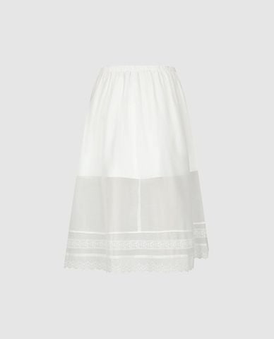  URBAN REVIVO - Chân váy chữ A midi phối viền ren 