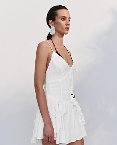  URBAN REVIVO - Đầm hai dây mini phối bèo 