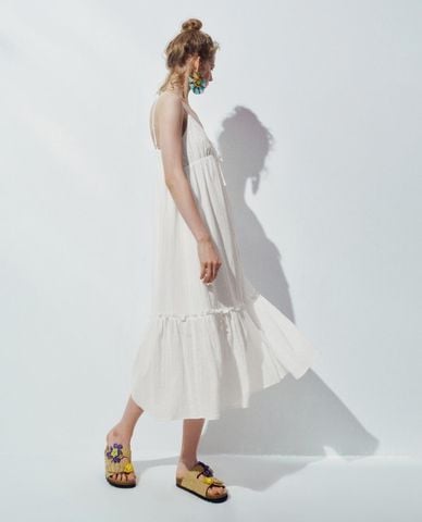  URBAN REVIVO - Đầm hai dây midi xẻ tà Camisole 