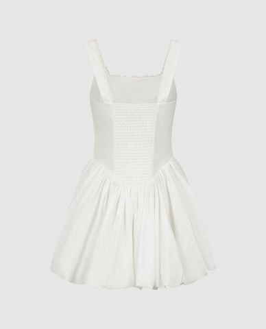  URBAN REVIVO - Đầm hai dây mini dáng xòe phối ren 