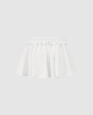  URBAN REVIVO - Chân váy mini lưng thun phối dây rút 