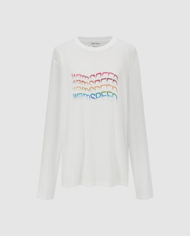  URBAN REVIVO - Áo thun nữ cổ tròn tay dài in chữ 