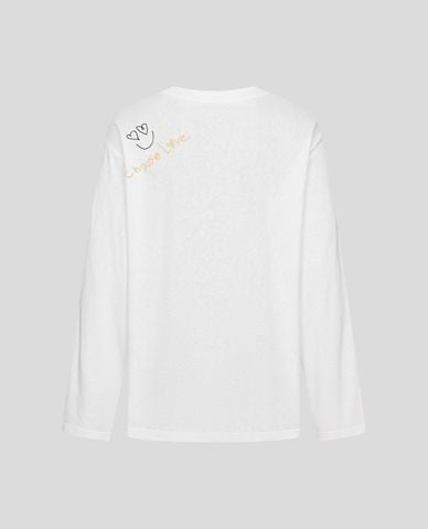  URBAN REVIVO - Áo thun nữ cổ tròn tay dài in họa tiết 