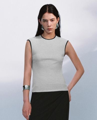  URBAN REVIVO - Áo sát nách nữ cổ tròn kẻ sọc 