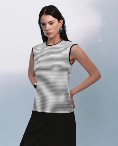  URBAN REVIVO - Áo sát nách nữ cổ tròn kẻ sọc 