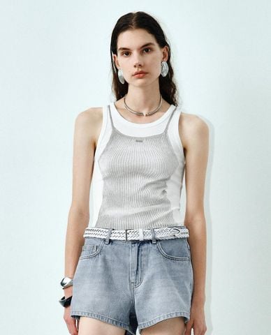  URBAN REVIVO - Áo sát nách nữ cổ tròn phom ôm 