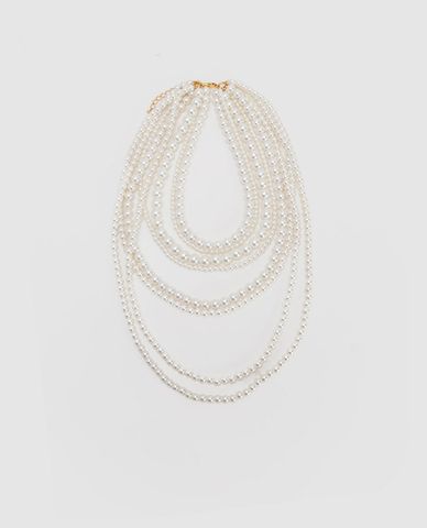  URBAN REVIVO - Vòng cổ nữ ngọc trai nhiều tầng cổ điển 