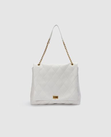  URBAN REVIVO - Túi đeo vai nữ hình thang phối quai xích 