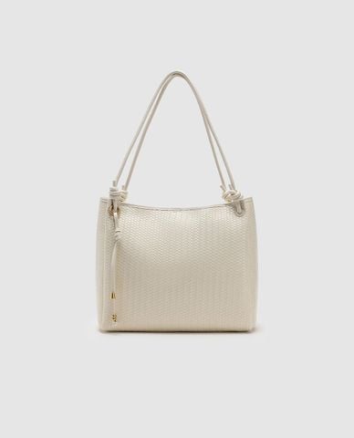  URBAN REVIVO - Túi đeo vai nữ hình vuông phối tua rua 