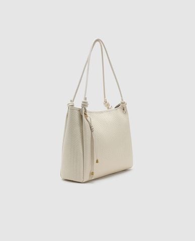  URBAN REVIVO - Túi đeo vai nữ hình vuông phối tua rua 