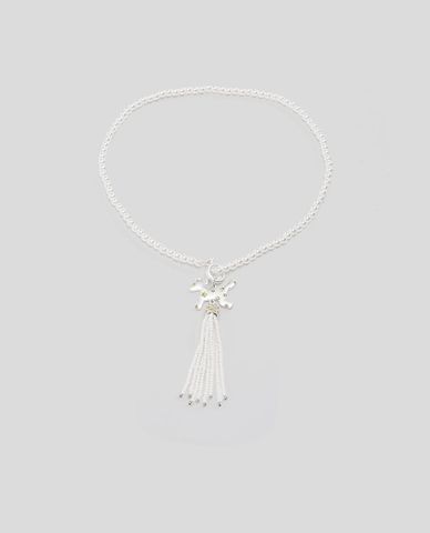 URBAN REVIVO - Vòng cổ nữ hạt ngọc phối charm tua rua 