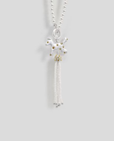  URBAN REVIVO - Vòng cổ nữ hạt ngọc phối charm tua rua 