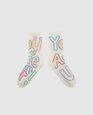  URBAN REVIVO - Vớ nữ cổ cao họa tiết chữ 