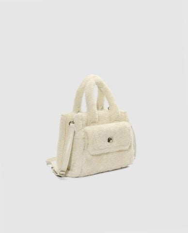  URBAN REVIVO - Túi xách nữ hình vuông phối lông 