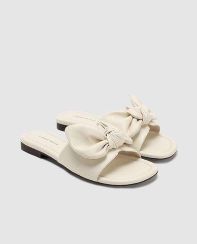  URBAN REVIVO - Dép nữ quai ngang phối nơ 