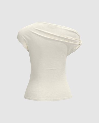  URBAN REVIVO - Áo trễ vai nữ phom ôm hiện đại 